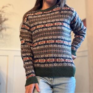 Newton Green Multicolor Patterned Crewneck Sweater